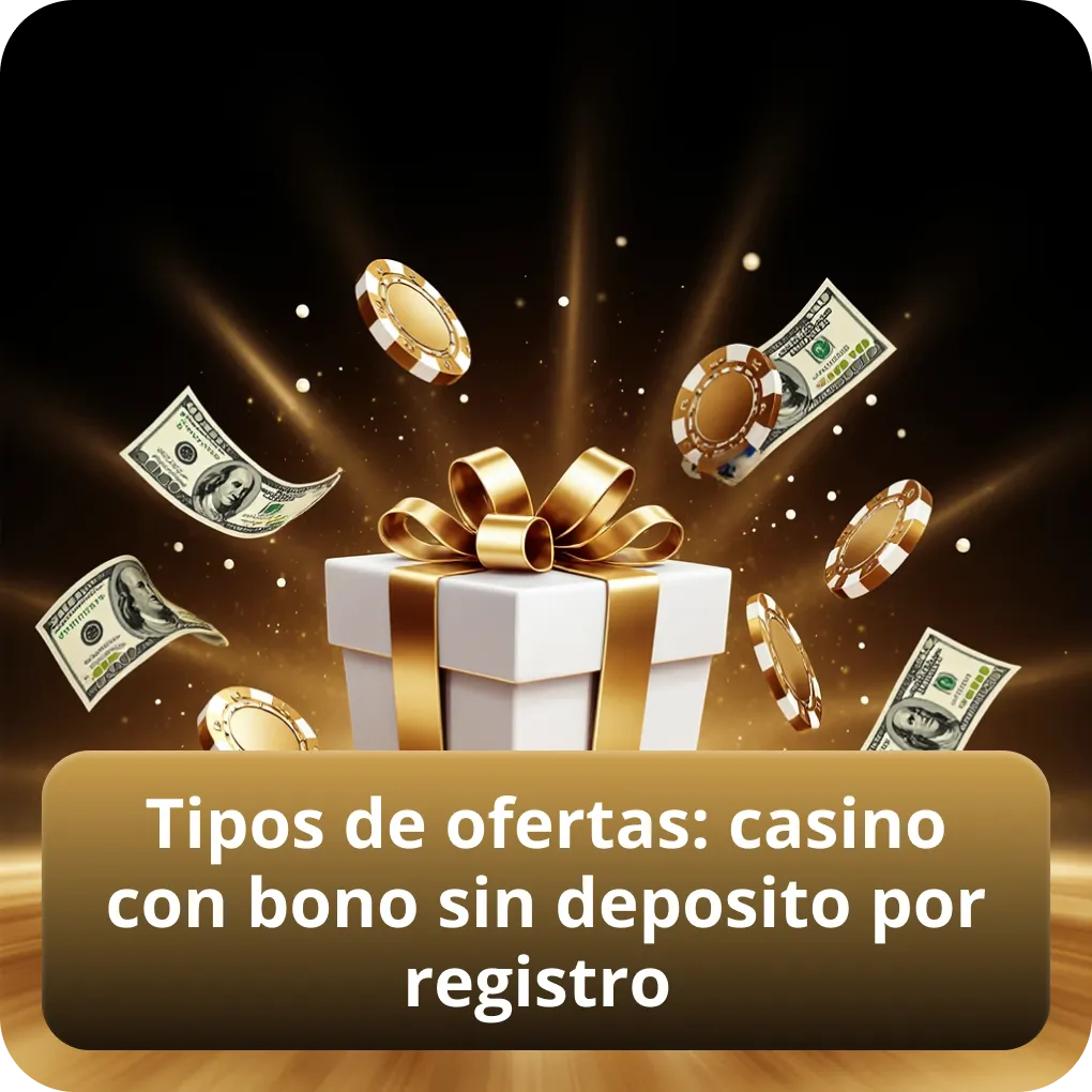 Tipos de ofertas: casino con bono sin deposito por registro